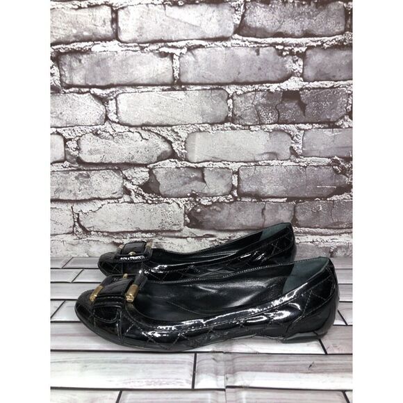 Burberry Black Patent Leather Quilted Buckle Strap Ballet Flats Women Sz 36EU/6M - Picture 9 of 16